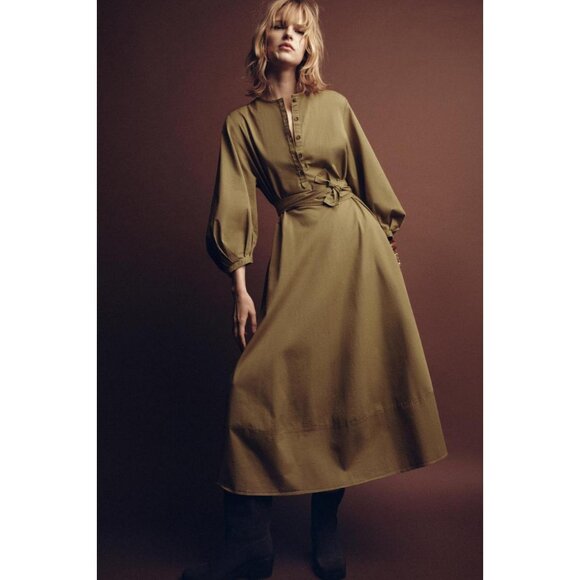 ZARA ZW COLLECTION BELTED SHIRT DRESS - Picture 3 of 9